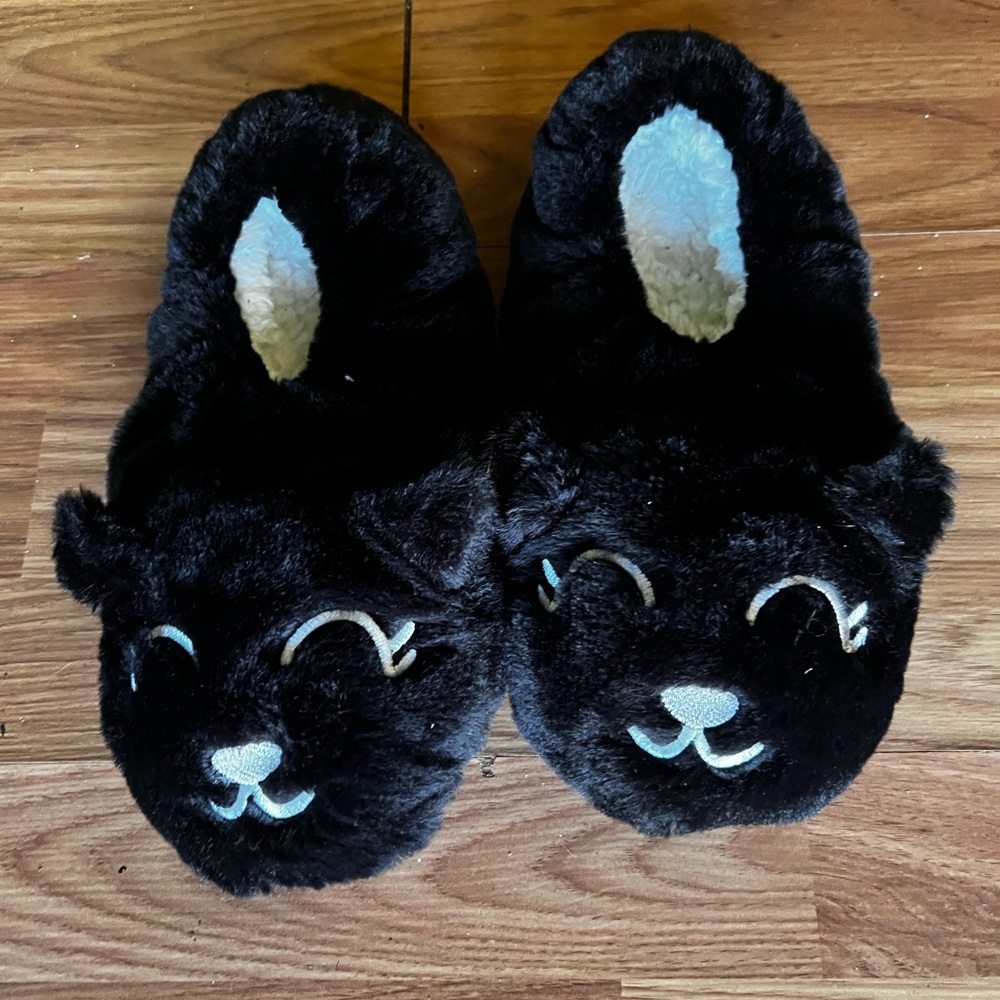 Black Cat Plush Slippers